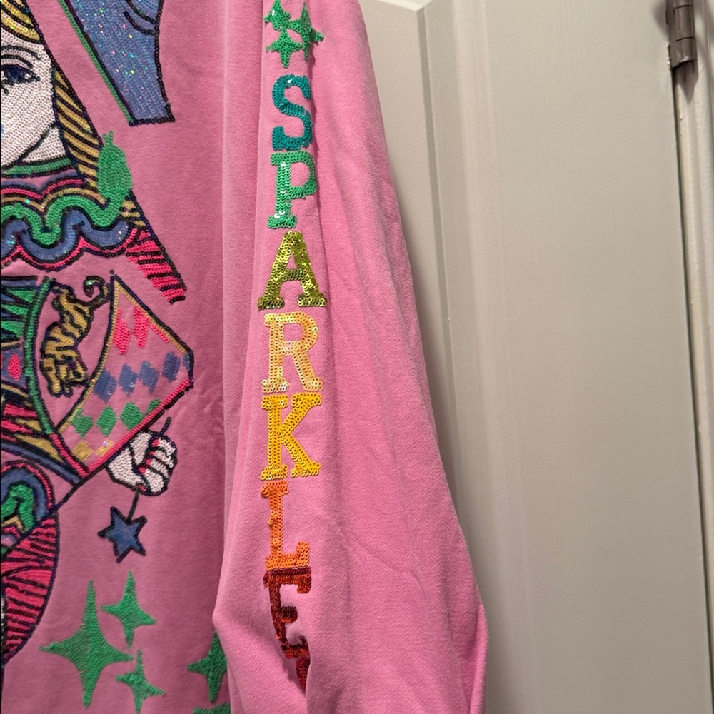 Queen of Sparkles pink queen card sweatshirt dress Medium NWT - Picture 5 of 6